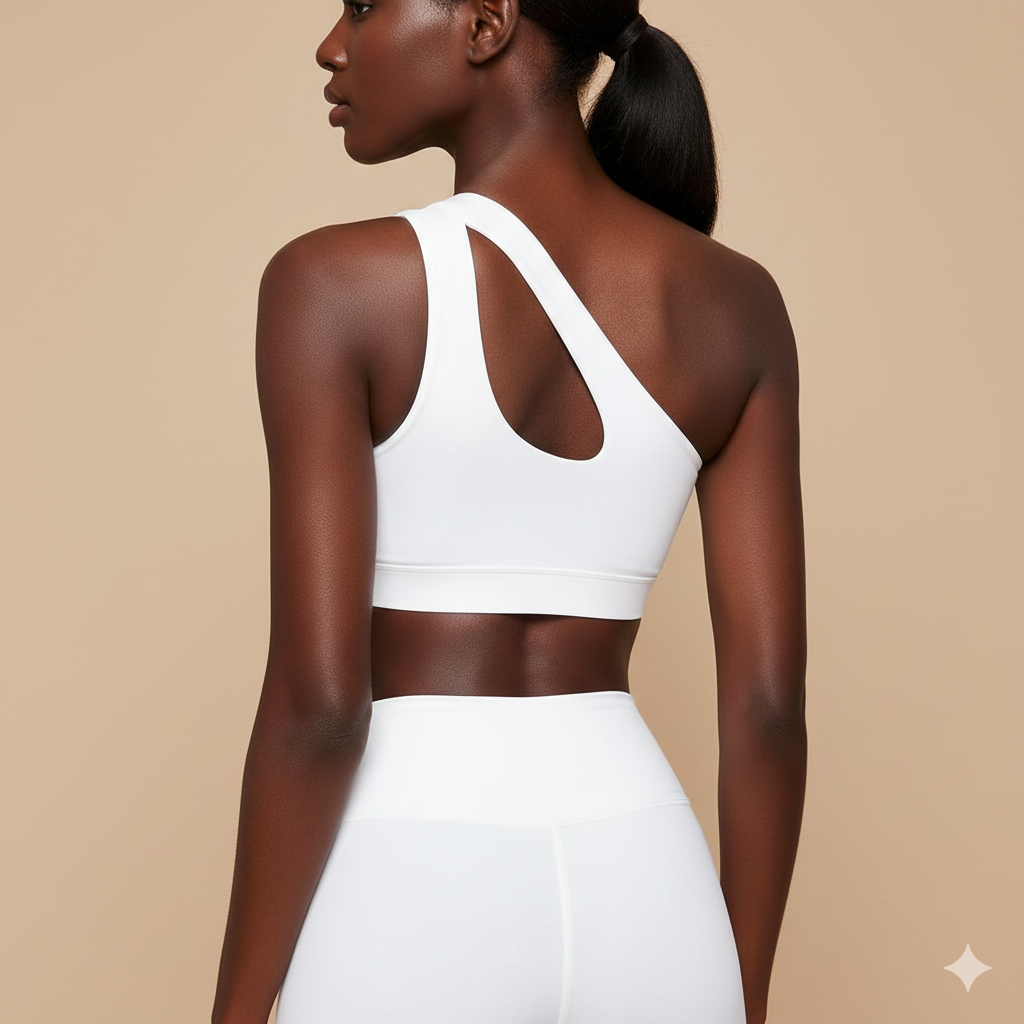 Women’s One Shoulder Sports Bra – Push Up, Anti-Sweat, Shockproof Fitness Bra, Yoga Crop Top