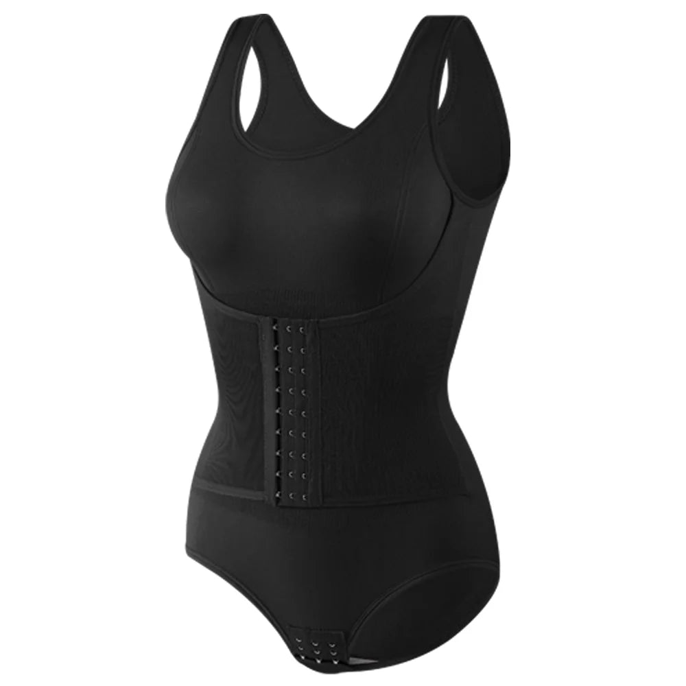 Waist-Cinching Tummy Control Shapewear Bodysuit with Adjustable Belt – Seamless Full-Body Slimmer