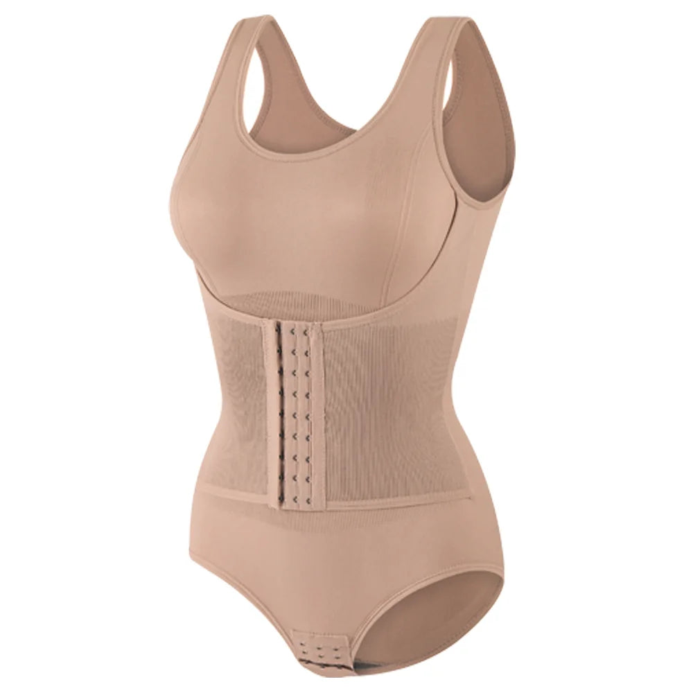 Waist-Cinching Tummy Control Shapewear Bodysuit with Adjustable Belt – Seamless Full-Body Slimmer