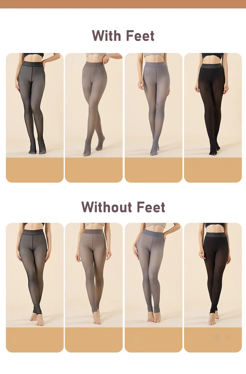 Ultra-Warm Fleece-Lined Thermal Tights for Women – High-Waist Winter Leggings, Velvet Heat-Tech Pantyhose, Slimming & Stretchy Cold-Weather Stockings