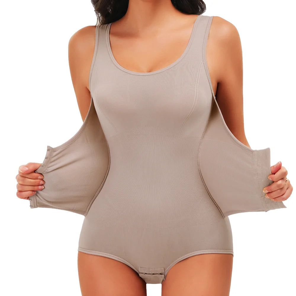 Waist-Cinching Tummy Control Shapewear Bodysuit with Adjustable Belt – Seamless Full-Body Slimmer