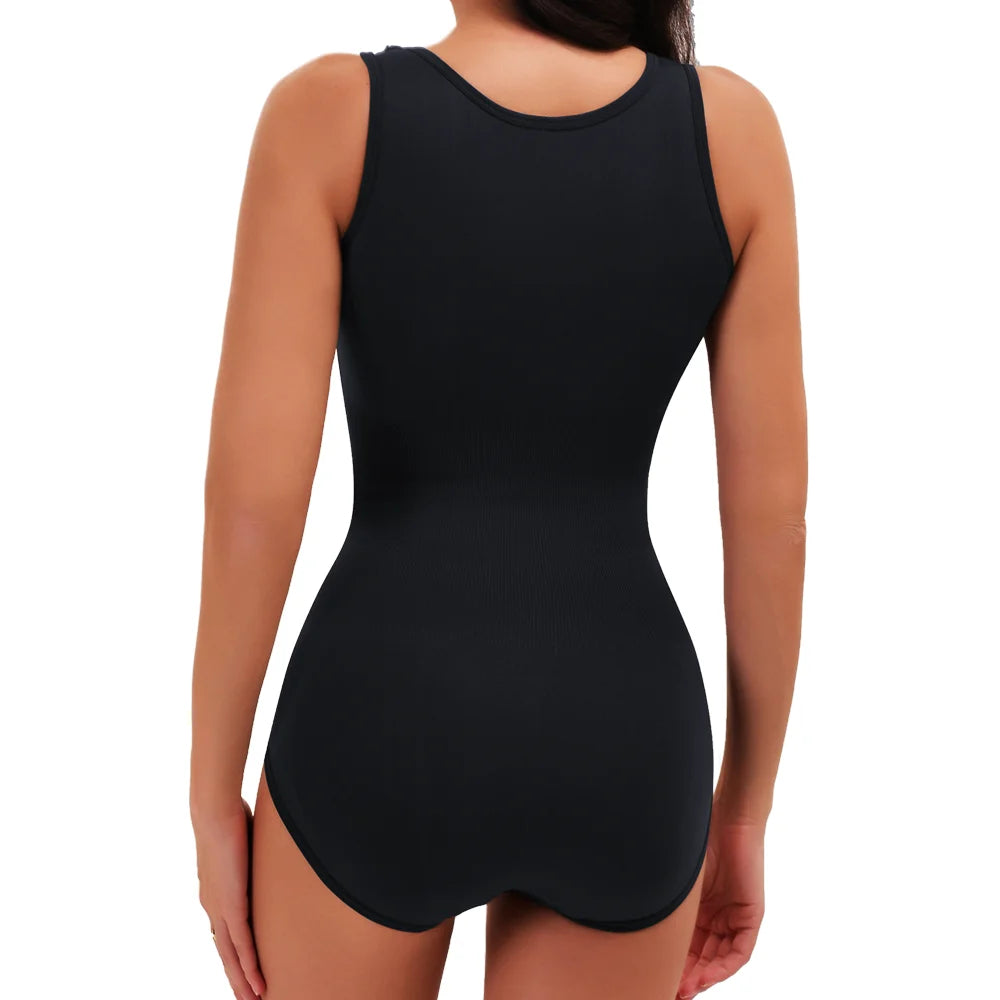 Waist-Cinching Tummy Control Shapewear Bodysuit with Adjustable Belt – Seamless Full-Body Slimmer