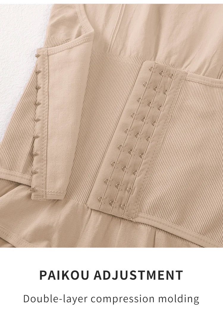 Waist-Cinching Tummy Control Shapewear Bodysuit with Adjustable Belt – Seamless Full-Body Slimmer