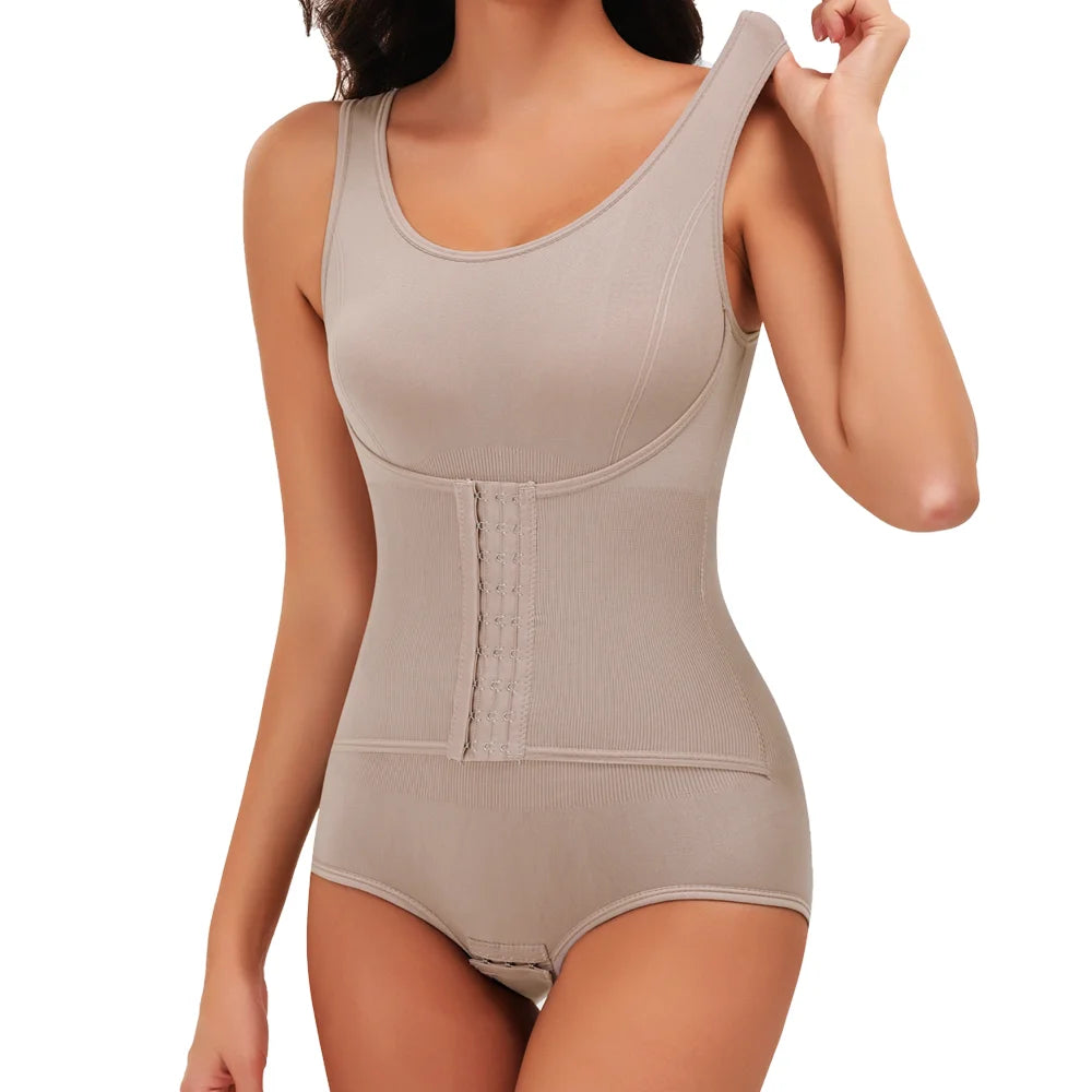Waist-Cinching Tummy Control Shapewear Bodysuit with Adjustable Belt – Seamless Full-Body Slimmer