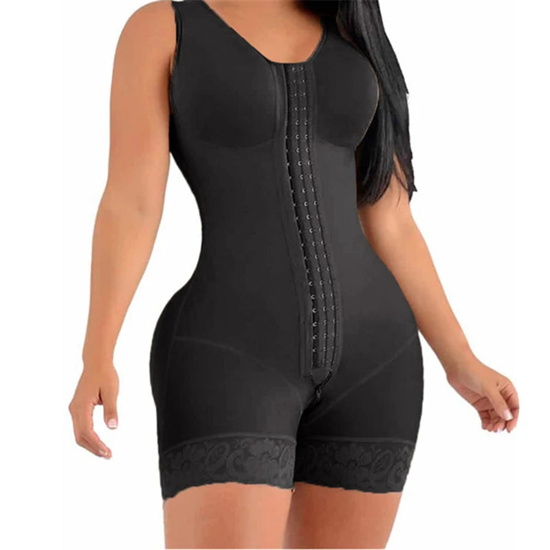High Compression Colombiana Faja Shapewear – Short Girdle with Bust Support & Adjustable Brooches | Post-Surgery, Snatched Waist, Body Sculpting Shaper