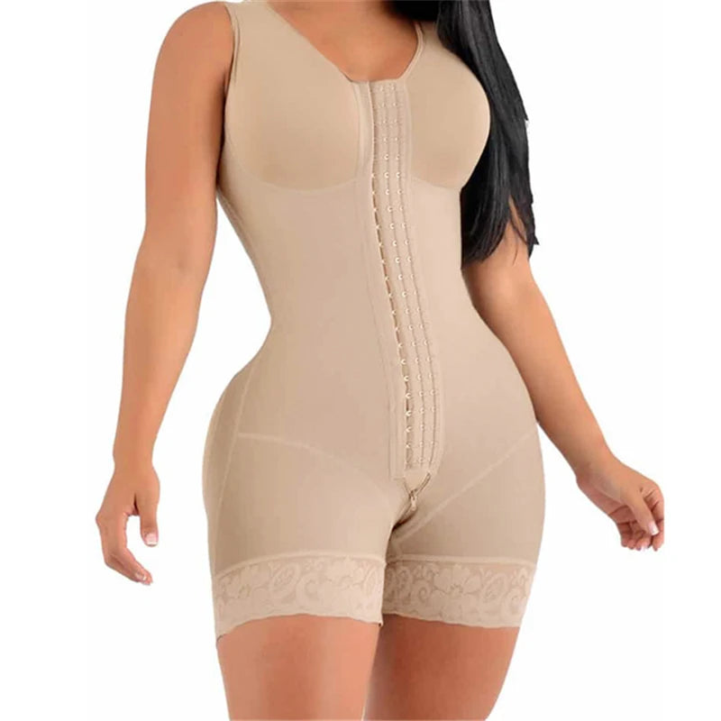 High Compression Colombiana Faja Shapewear – Short Girdle with Bust Support & Adjustable Brooches | Post-Surgery, Snatched Waist, Body Sculpting Shaper