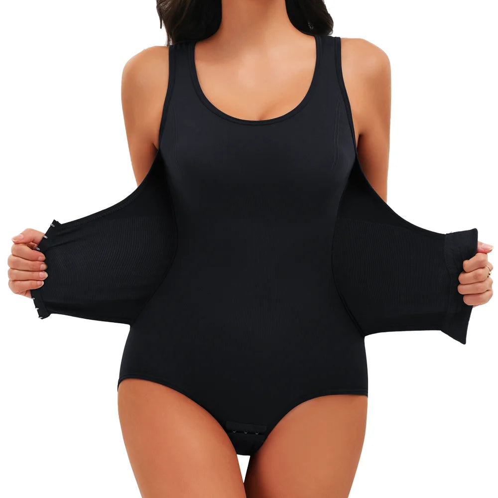 Waist-Cinching Tummy Control Shapewear Bodysuit with Adjustable Belt – Seamless Full-Body Slimmer