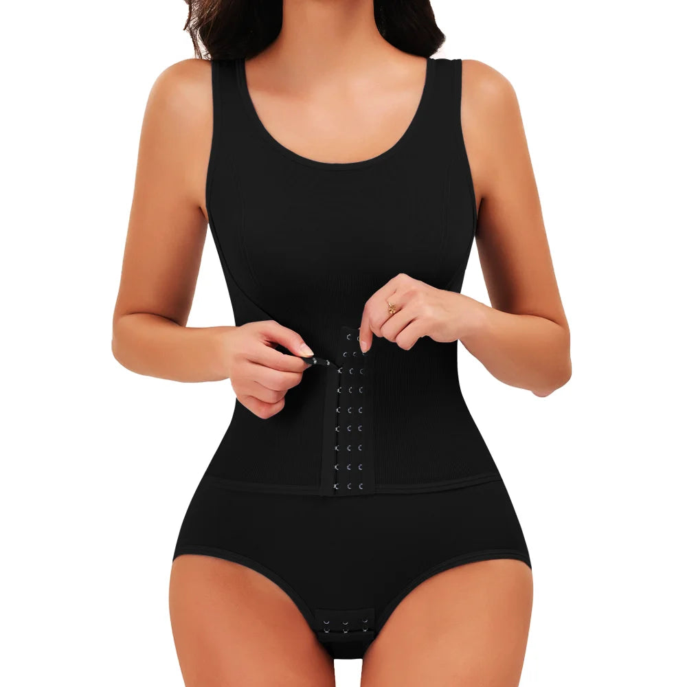 Waist-Cinching Tummy Control Shapewear Bodysuit with Adjustable Belt – Seamless Full-Body Slimmer