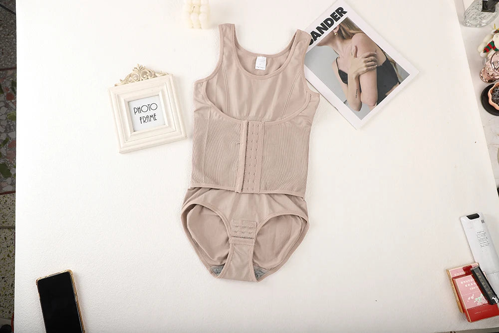 Waist-Cinching Tummy Control Shapewear Bodysuit with Adjustable Belt – Seamless Full-Body Slimmer