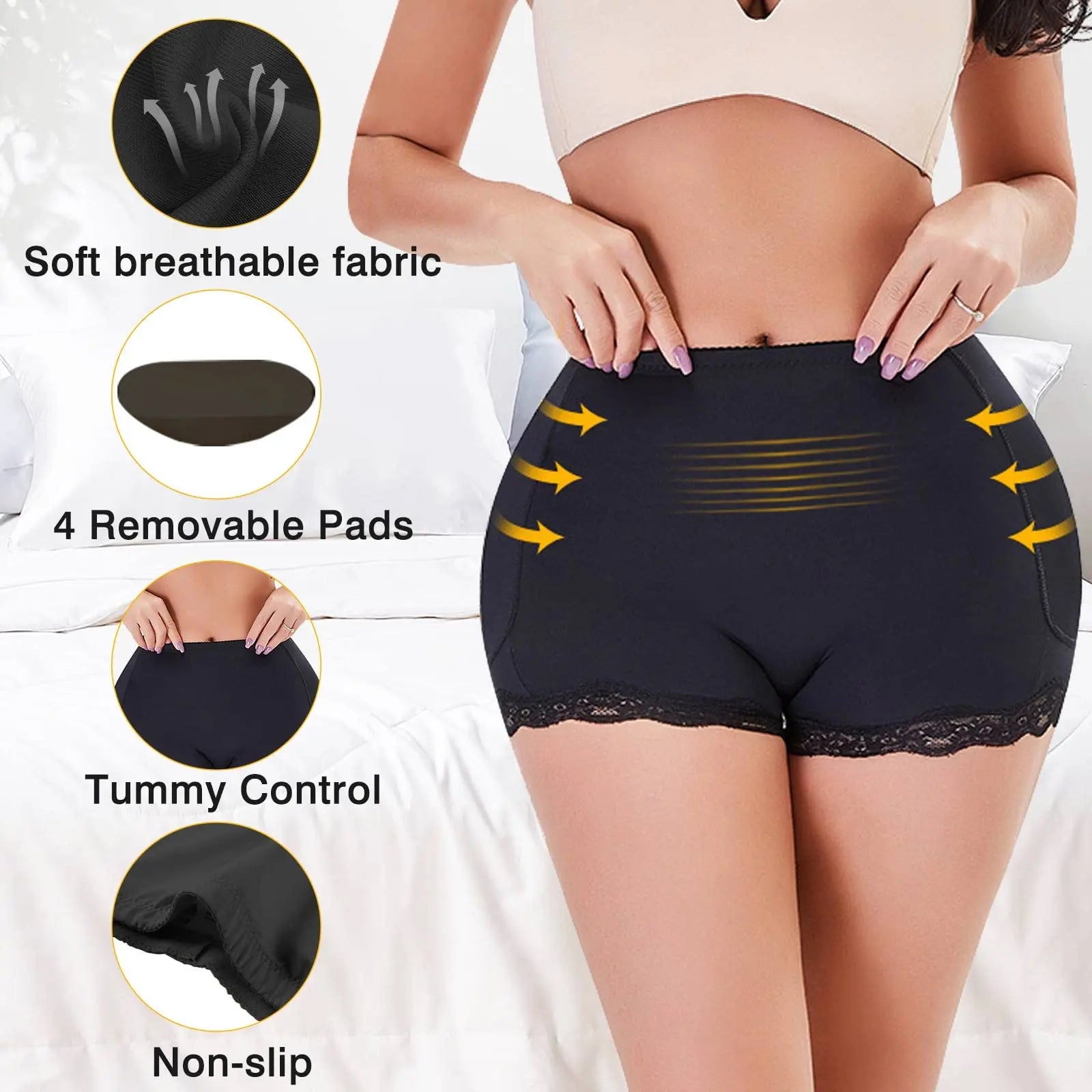 LUXARA™ Seamless Padded Butt Lifter Underwear – Hip Enhancer Shapewear for Women | Instant Lift, Sculpt & Curve Boost | Invisible Under Clothing
